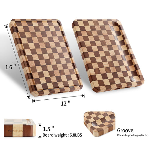 Musifan Acacia cutting board smooth finish simplifies cleaning after chopping.