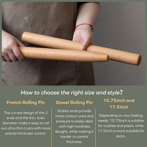 Muso Wood rolling pin suitable for pizza crusts, cookies, and pastry