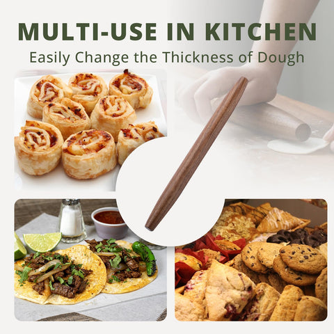 Muso Wood walnut rolling pin ideal for pizza dough and cookies with easy rolling.