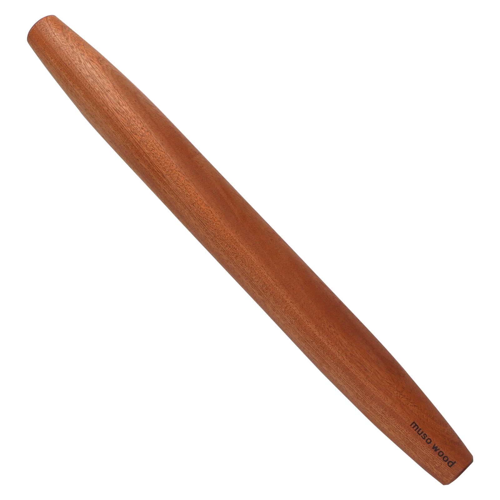 Muso Wood Sapele French rolling pin with smooth surface for even dough rolling.
