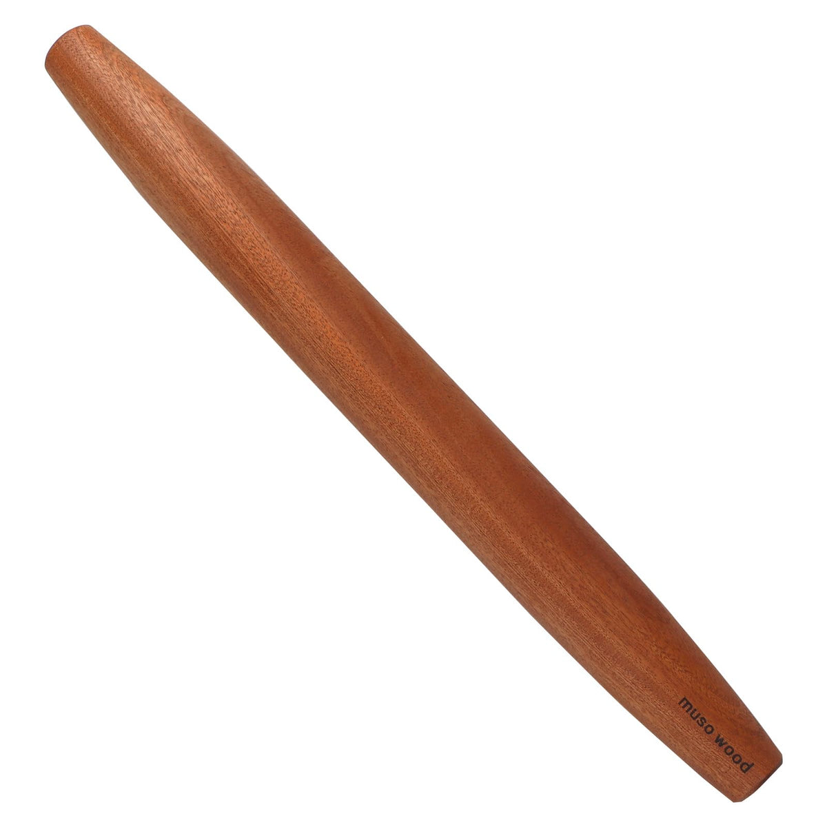 Muso Wood Sapele French rolling pin with smooth surface for even dough rolling.