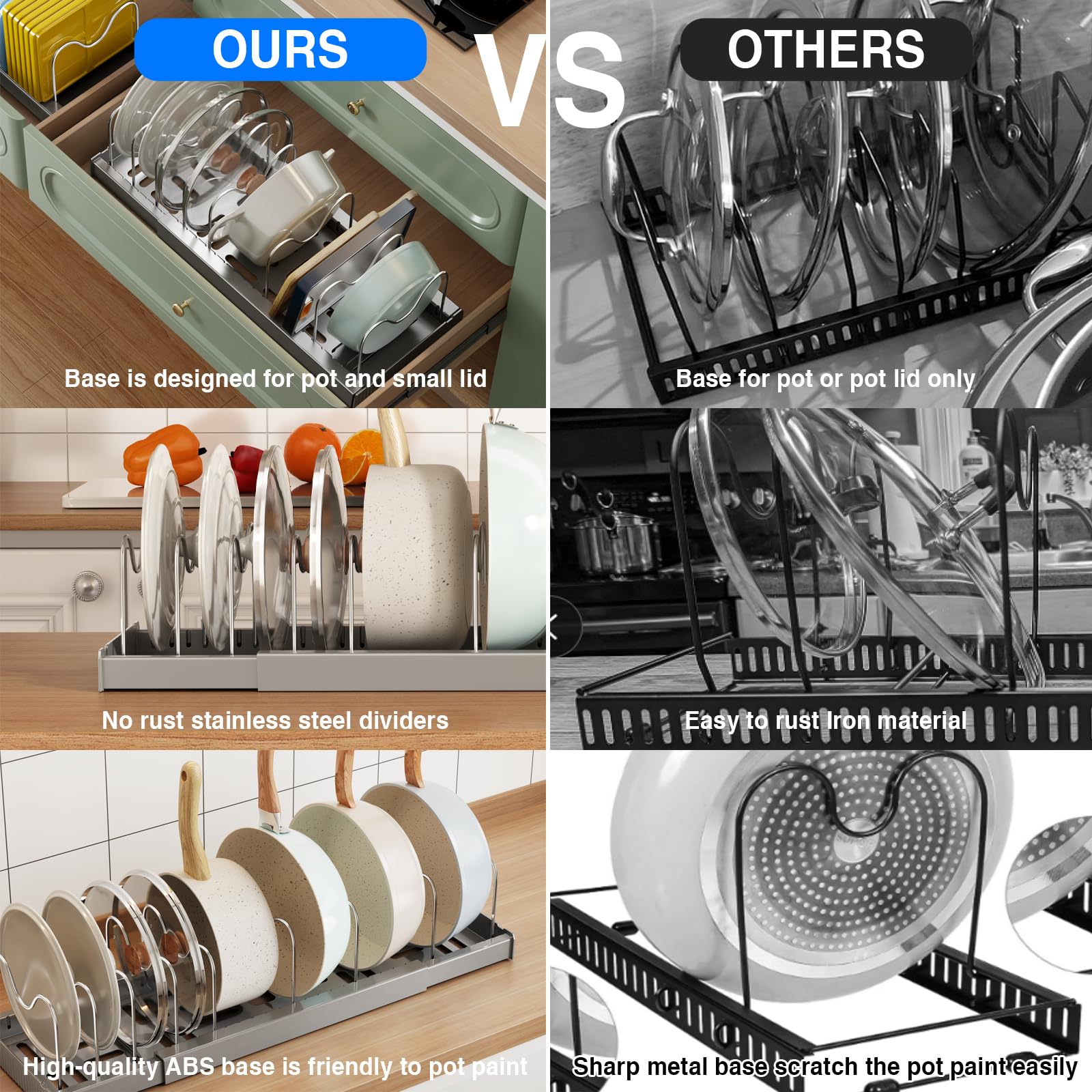 Mustorn adjustable stainless steel dividers keep pans securely spaced