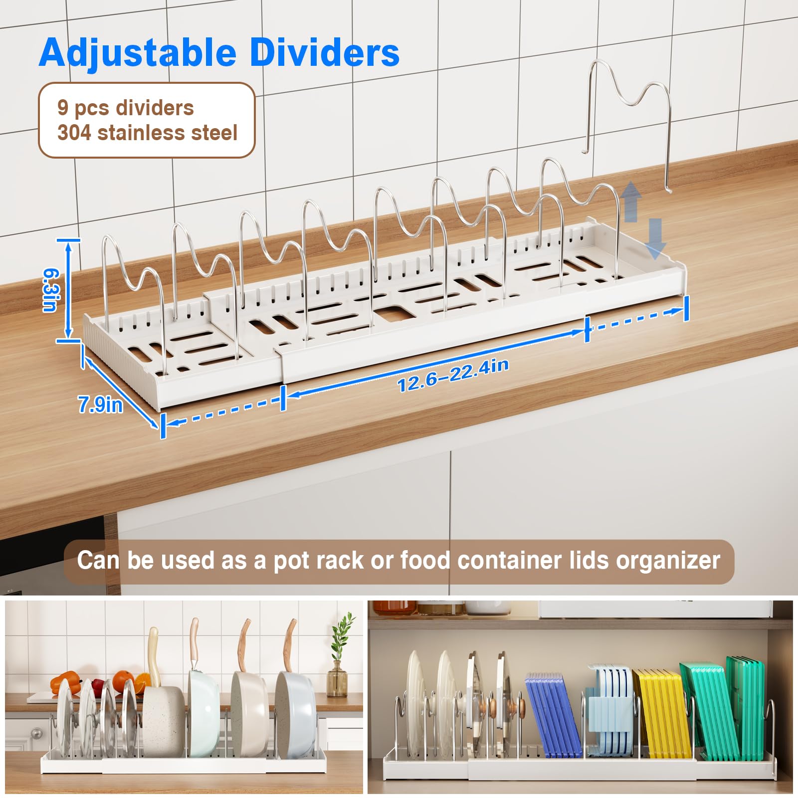 Mustorn base ABS lid organizer protects finishes while keeping lids secure.