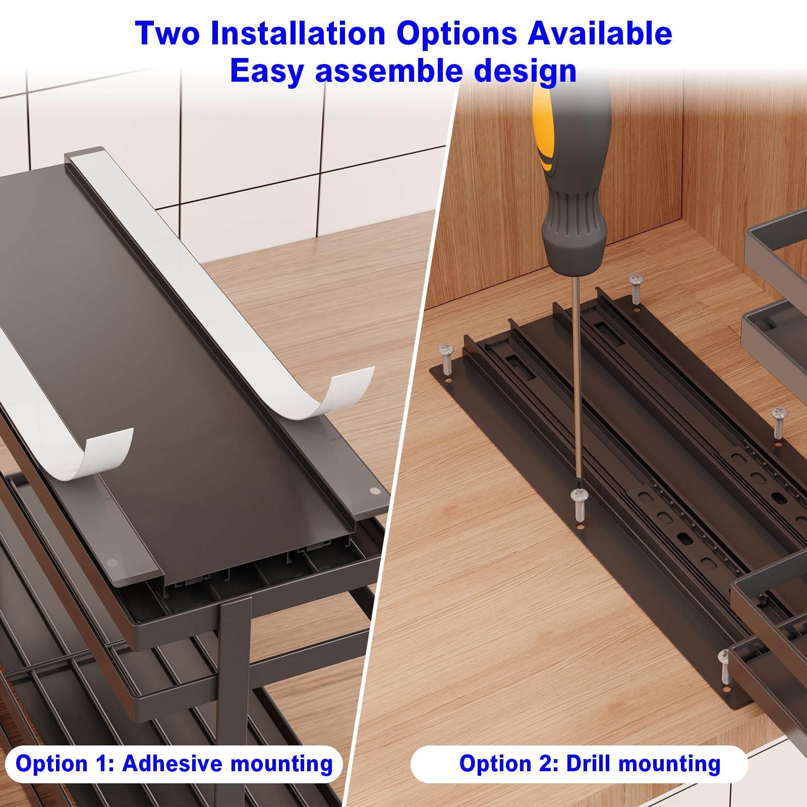 Mustorn supports adhesive strips or drilling screws for flexible mounting.