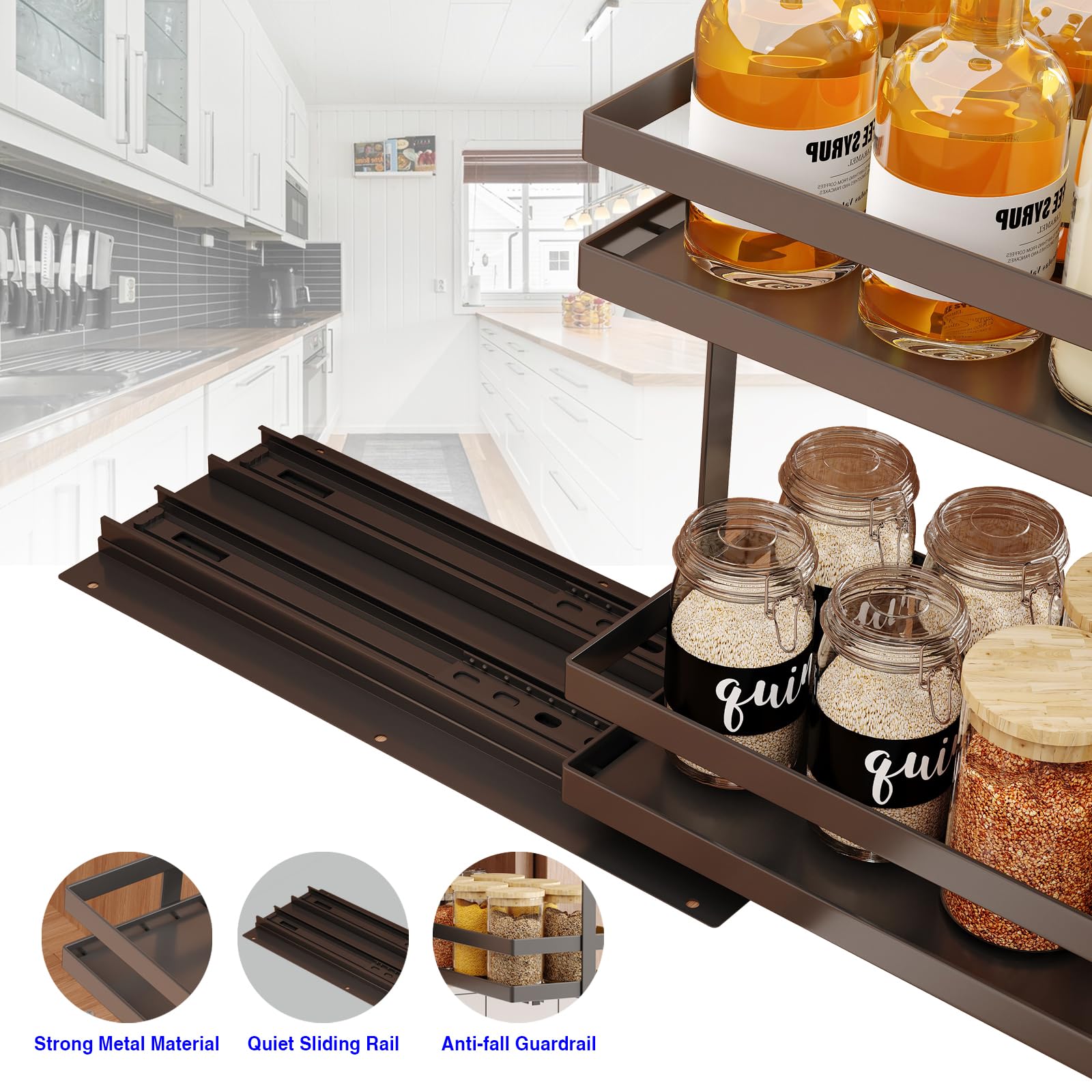 Mustorn two-tier design offers large capacity for spice jars.