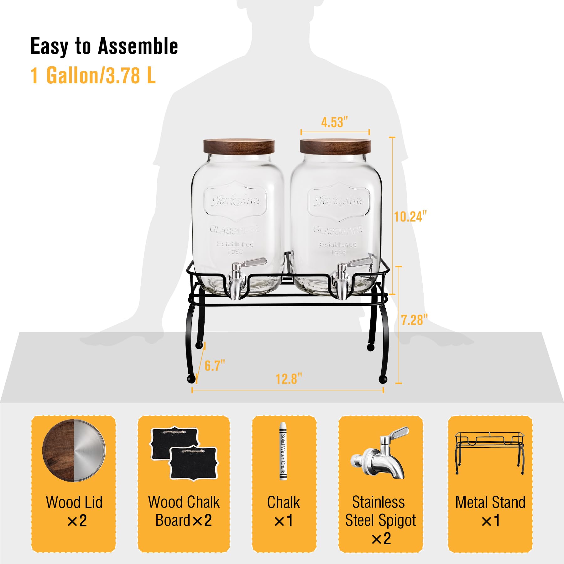 Mustry chalkboard sign and acacia lid labeling beverages
