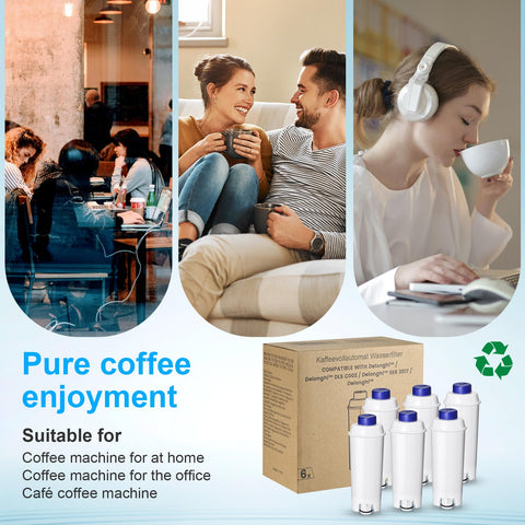 Mutital Delonghi filter water-softening effect depiction with reduced scale.