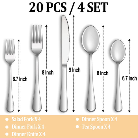 Mutnitt 20-piece dinner fork for 4, sturdy for everyday meals.