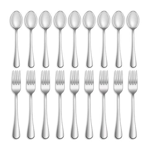 MUTNITT 24-pcs flatware set on table, ideal for replenishing missing forks and spoons.