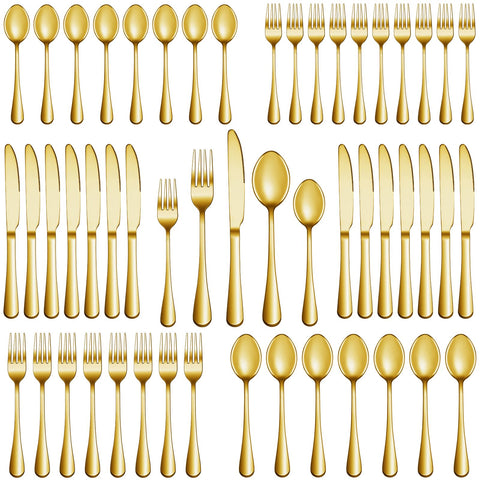 MUTNITT 60-piece gold silverware set for 12 with polished dinner forks, elevating everyday dining.