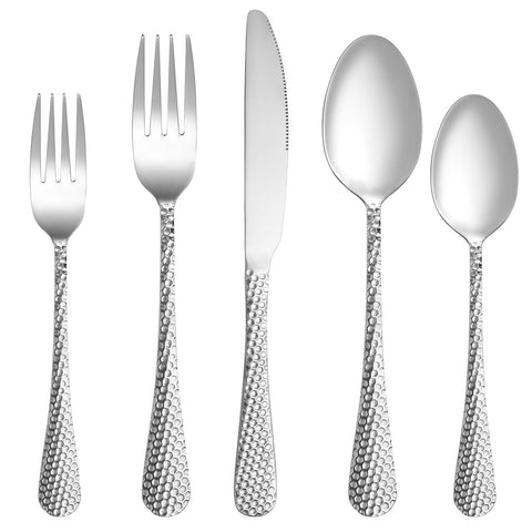 MUTNITT hammered silverware set dinner forks — sturdy daily use with balanced, comfortable handles.