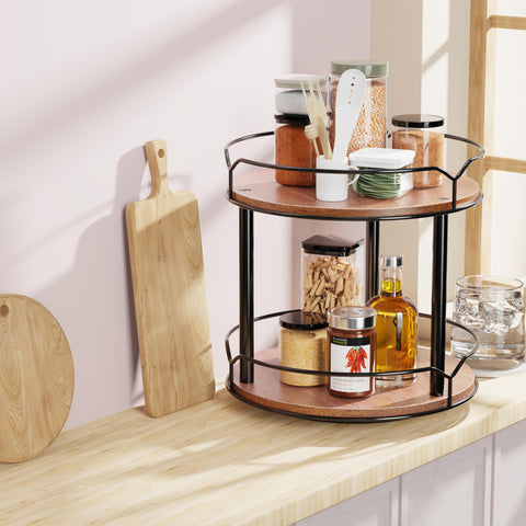 MUTUALUS farmhouse-style Lazy Susan adds timeless decor and organization.