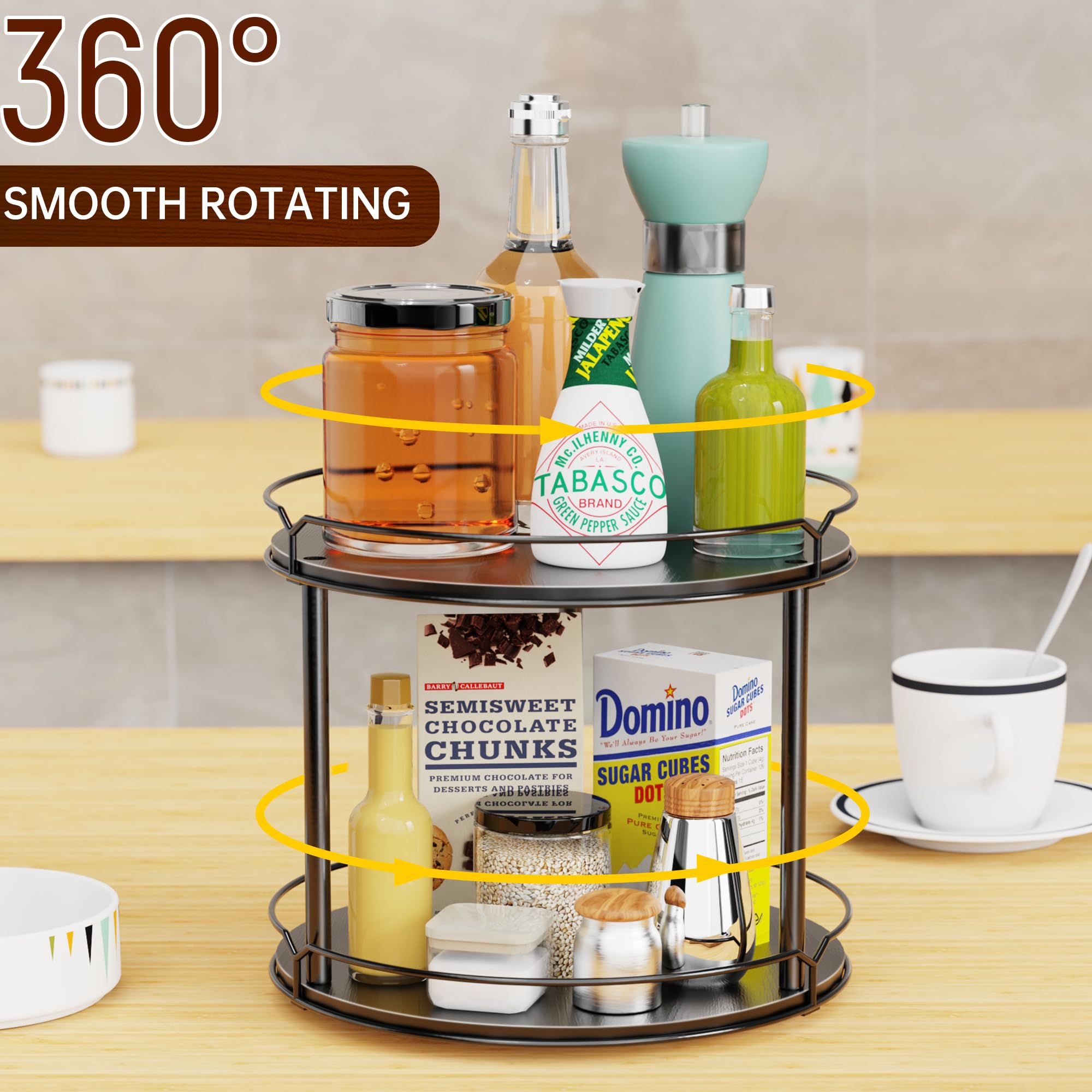 MUTUALUS cabinet-ready turntable maximizes pantry space and accessibility