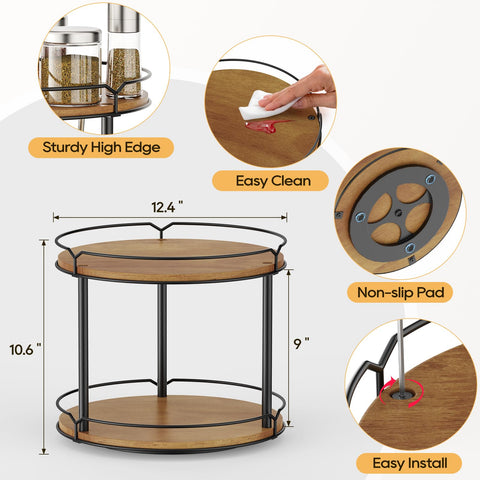 MUTUALUS pantry rotating tray organizes cans and jars for quick reach