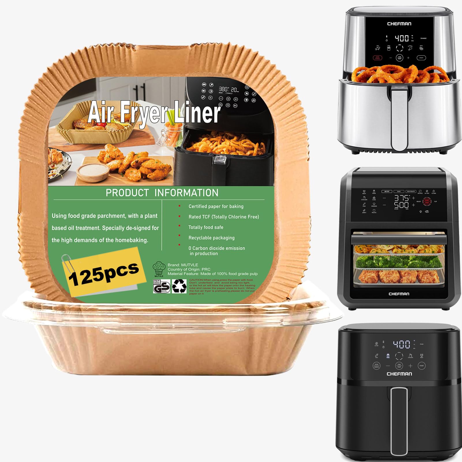 Mutvle air fryer liners for CHEFMAN/Power XL 6–8 qt reduce mess during frying.