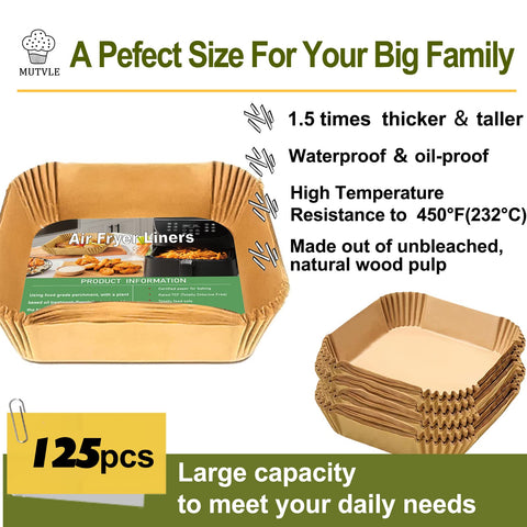 Mutvle heat-resistant liners withstand up to 450°F for safer air frying.