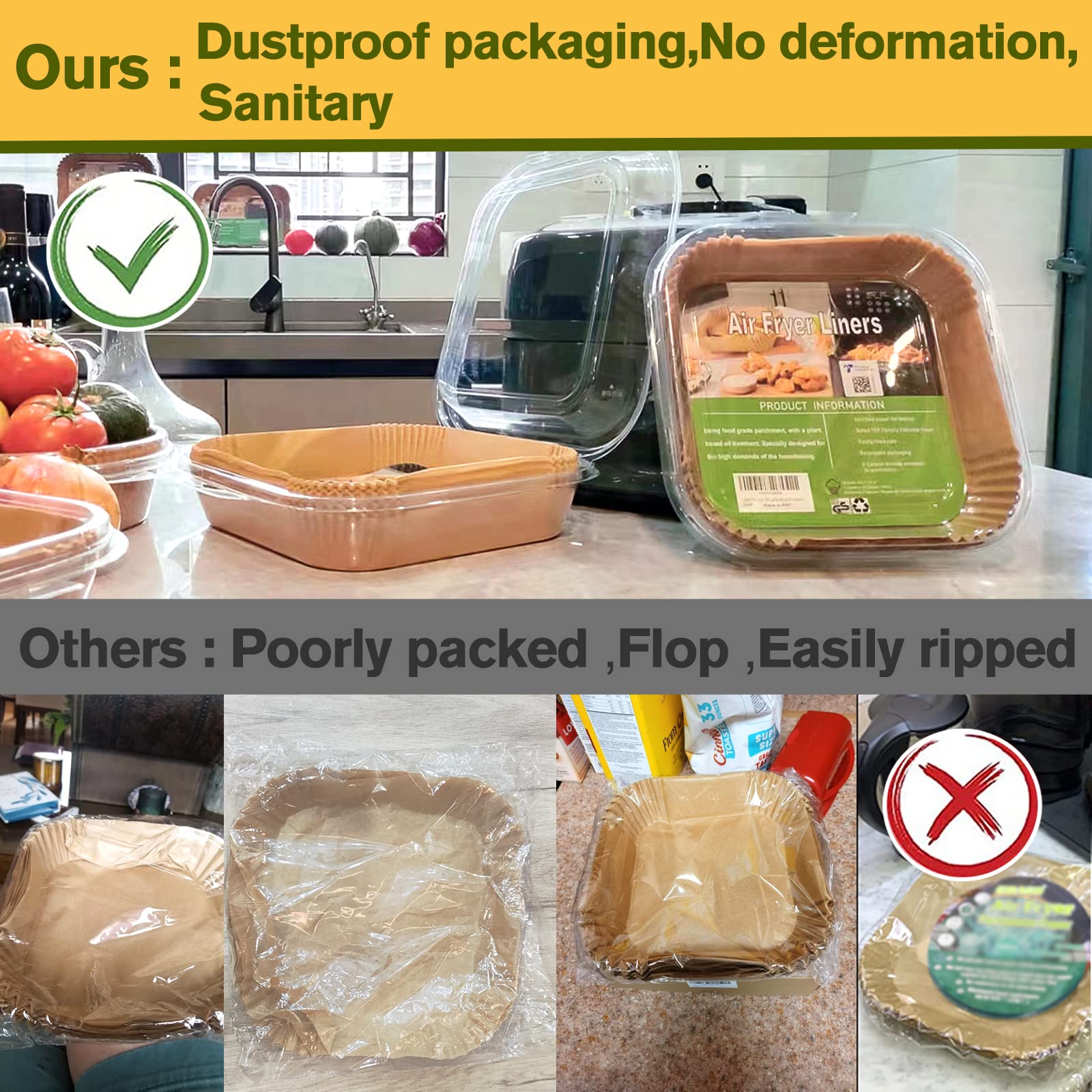 Mutvle anti-stick parchment liner designed for 8QT fryers keeps food from sticking.