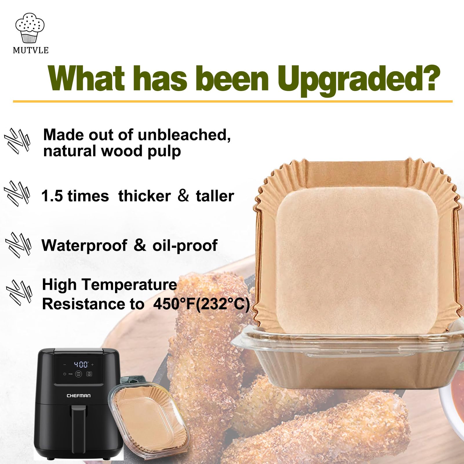 Mutvle Chefman 6qt liners closeup of material shows natural wood pulp.
