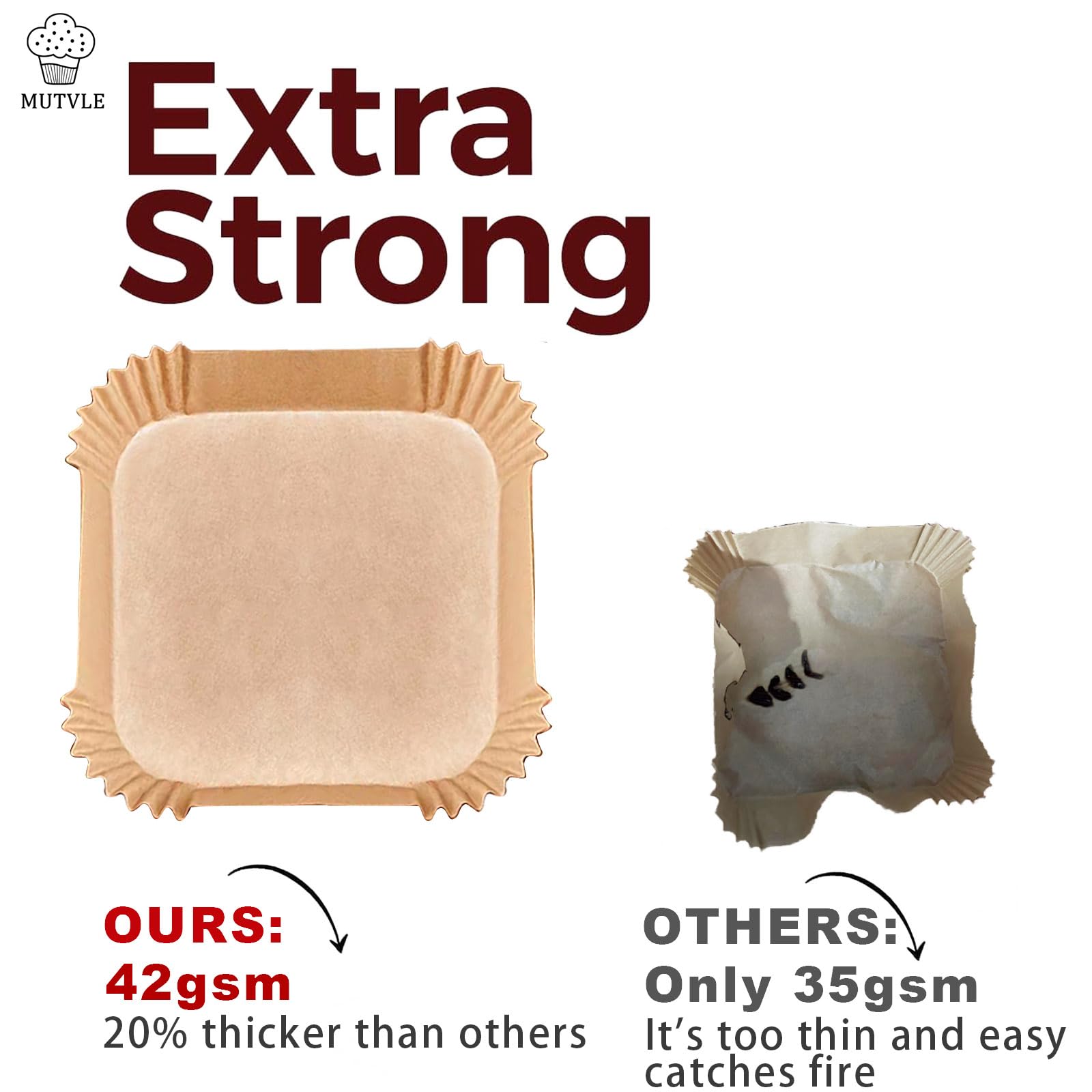Mutvle square liner with 4.5 cm edge protects fryer sides.
