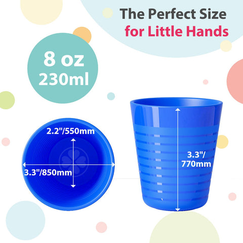 Muulaii 8 oz cups highlight compact size for small hands and measured portions.