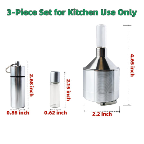 MuYuDaDi spice grinder in use with dried herbs demonstrating simple operation.