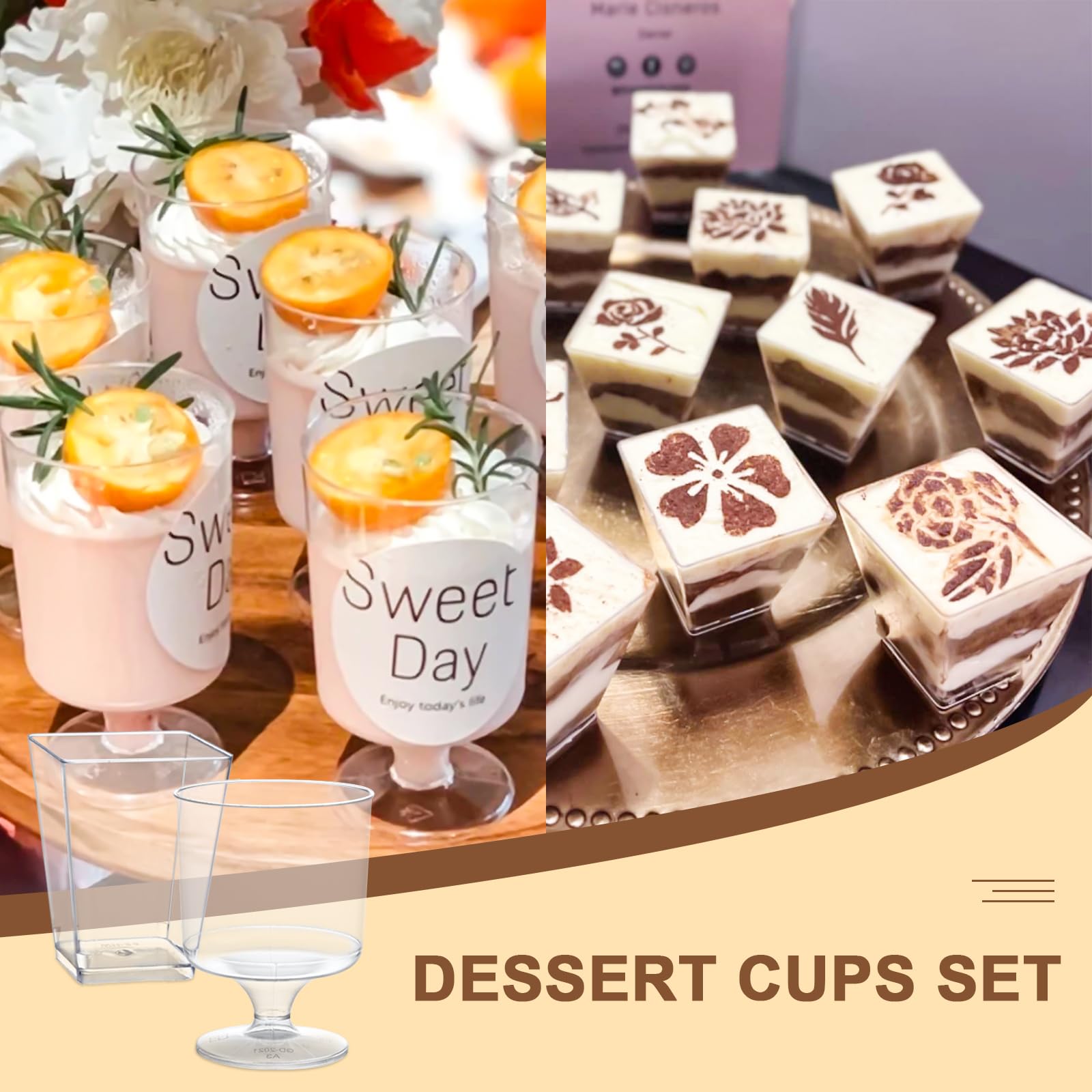 mwellewm 5oz goblet dessert cups with round silhouette for stylish servings