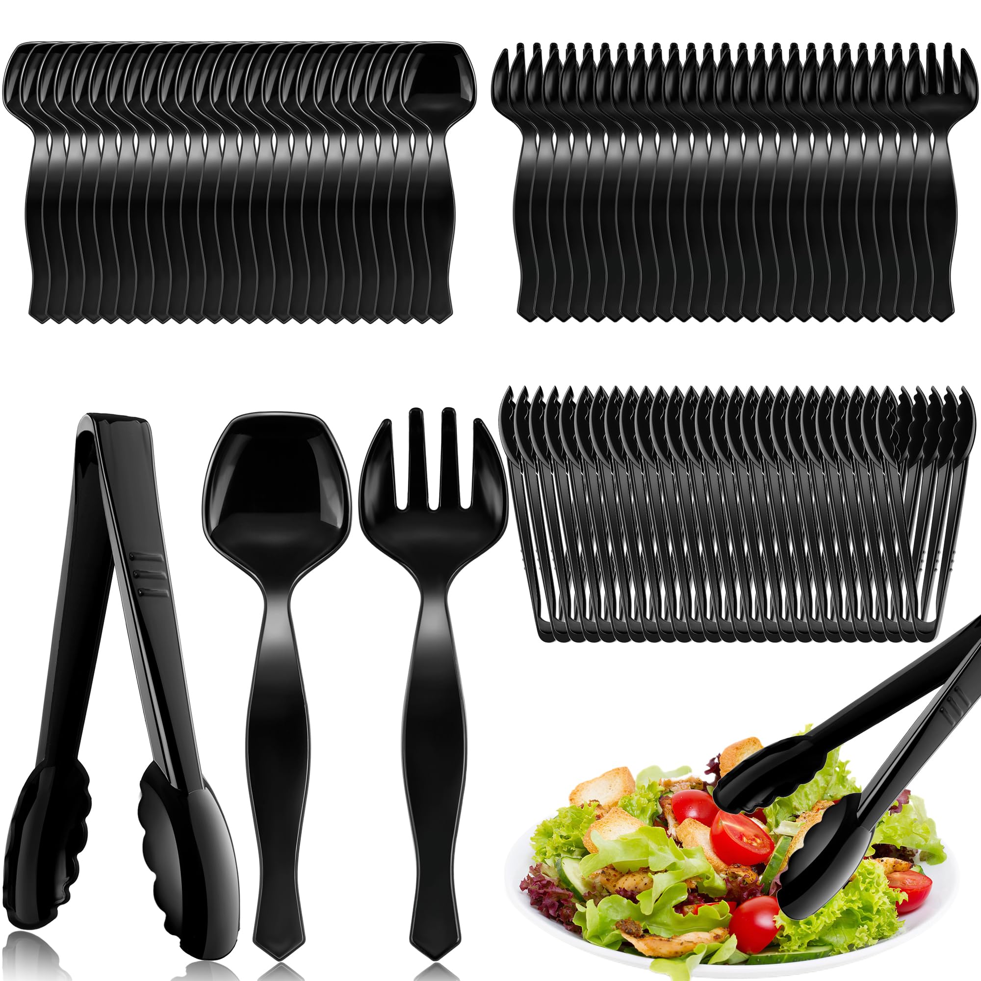 MWELLEWM 72pcs plastic serving utensils spoons for easy buffet service at parties.