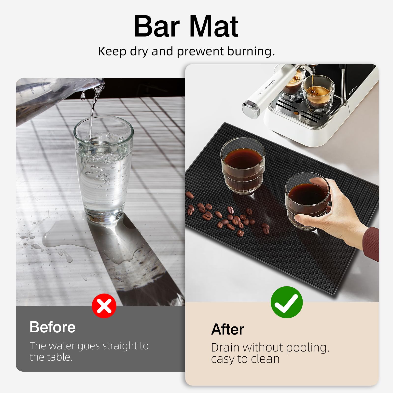 Mwellewm bar mats dishwasher-safe design simplifies cleaning after service