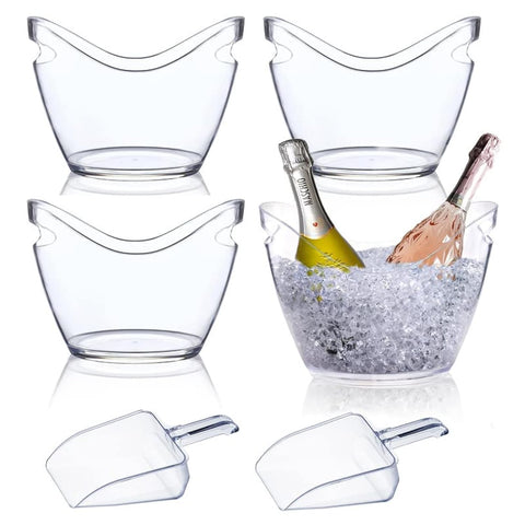 mwellewm beverage tubs 4L clear with scoops on party table for easy serving