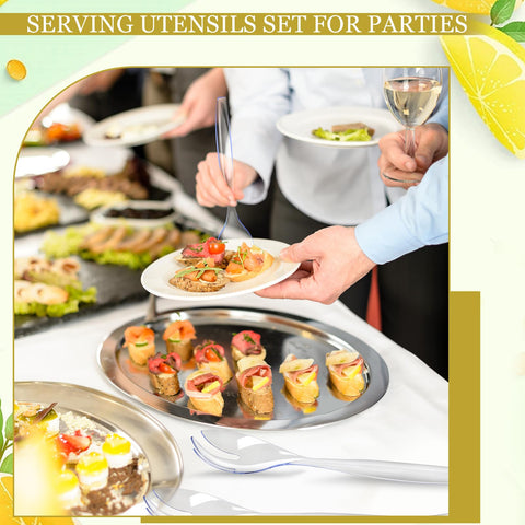 MWELLEWM buffet setup with serving utensils for catering stations