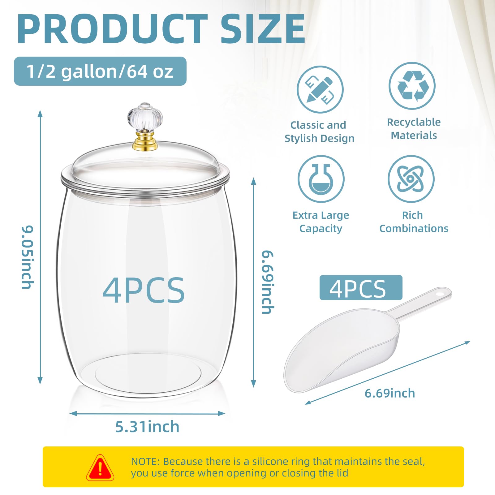 mwellewm candy jar with spoon easy to scoop sweets on demand.