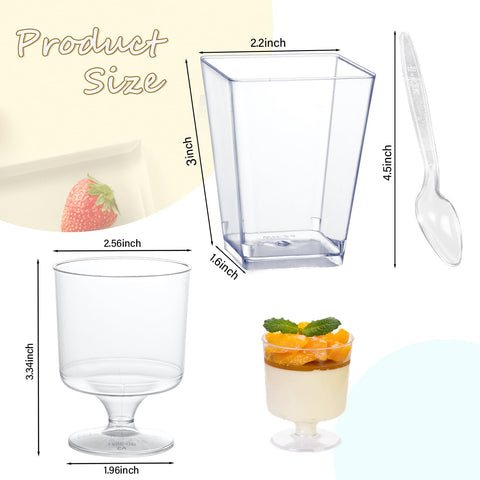 mwellewm clear plastic parfait cups ideal for desserts and puddings