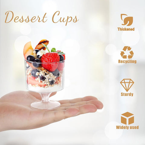 mwellewm crystal-clear plastic dessert cups for easy cleanup