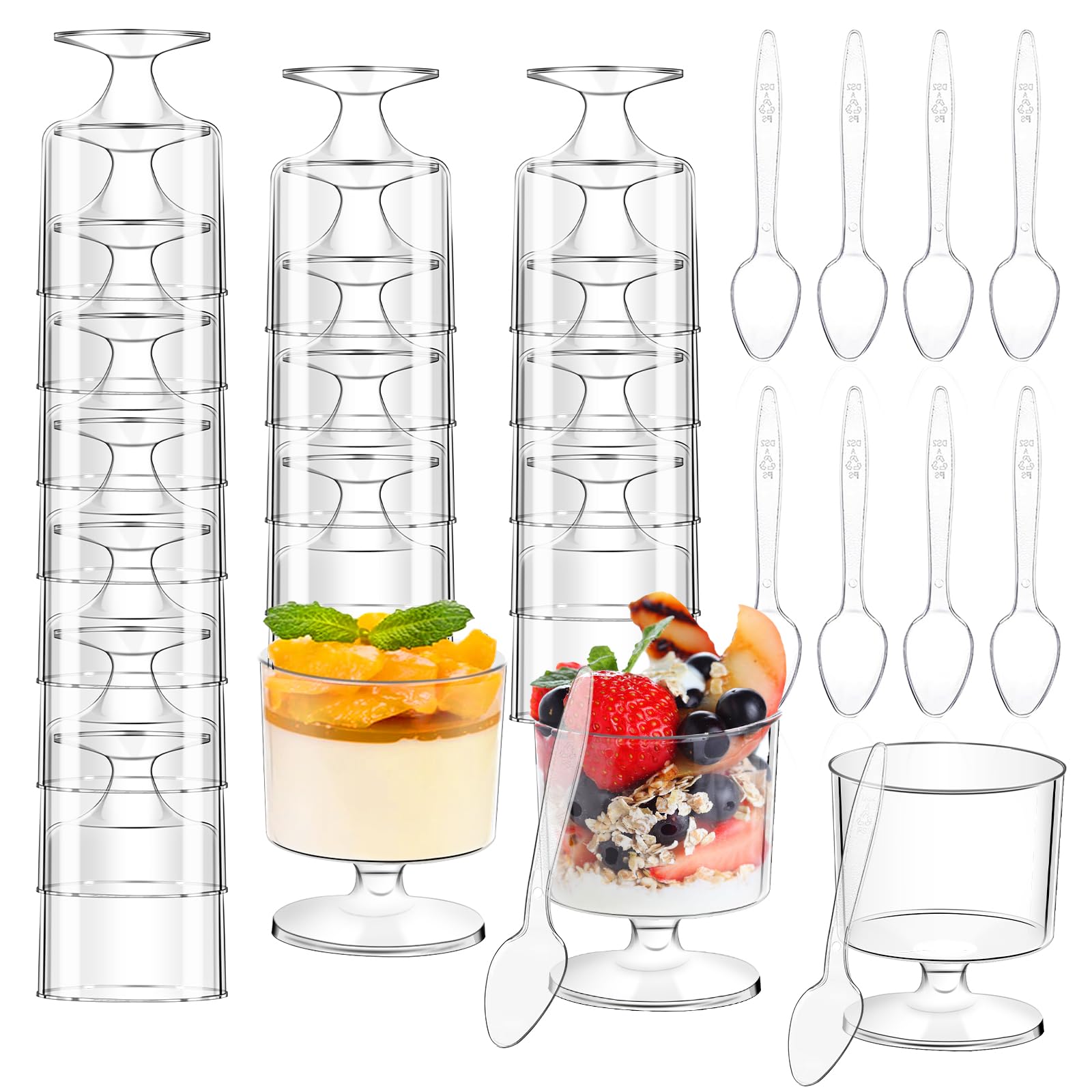 mwellewm dessert cups 5oz clear pack ideal for elegant party servings