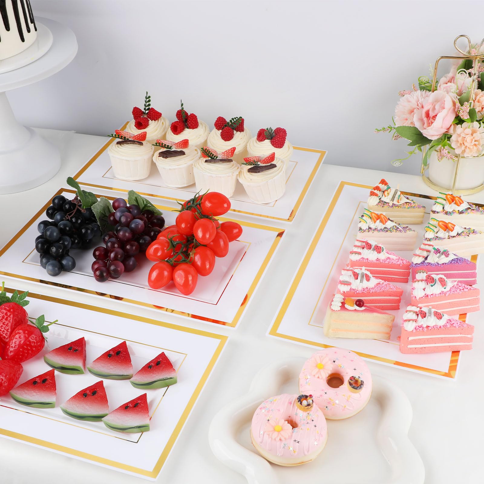 Mwellewm dessert tray collection perfect for cupcakes, cookies, and fruits.