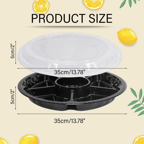 mwellewm party buffet display featuring round tray with lid