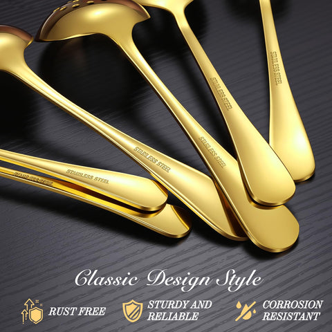 MWELLEWM slotted spoon detail showcases rust-resistant finish for easy food separation.