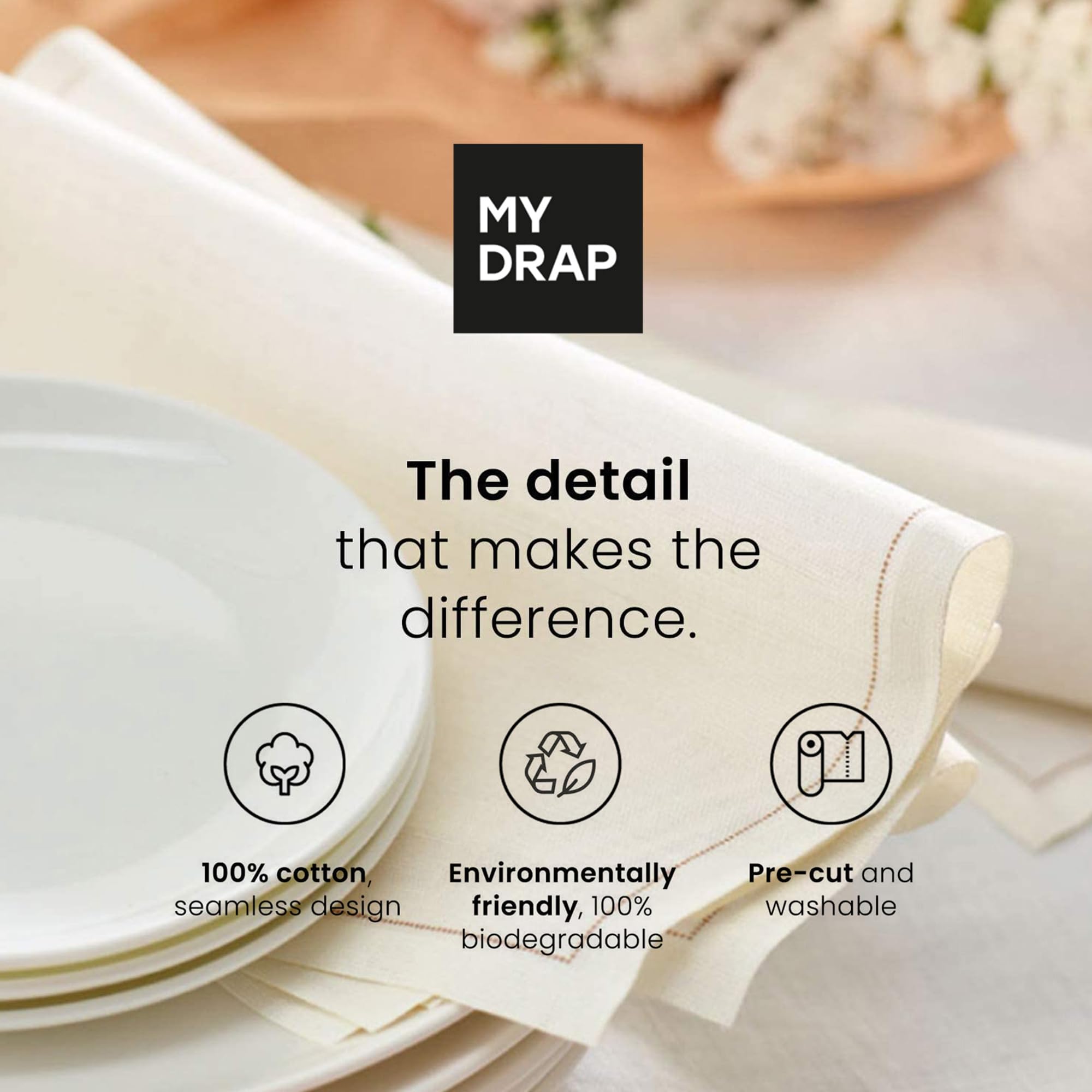 MY DRAP Basics perforated roll makes tearing napkins quick and neat