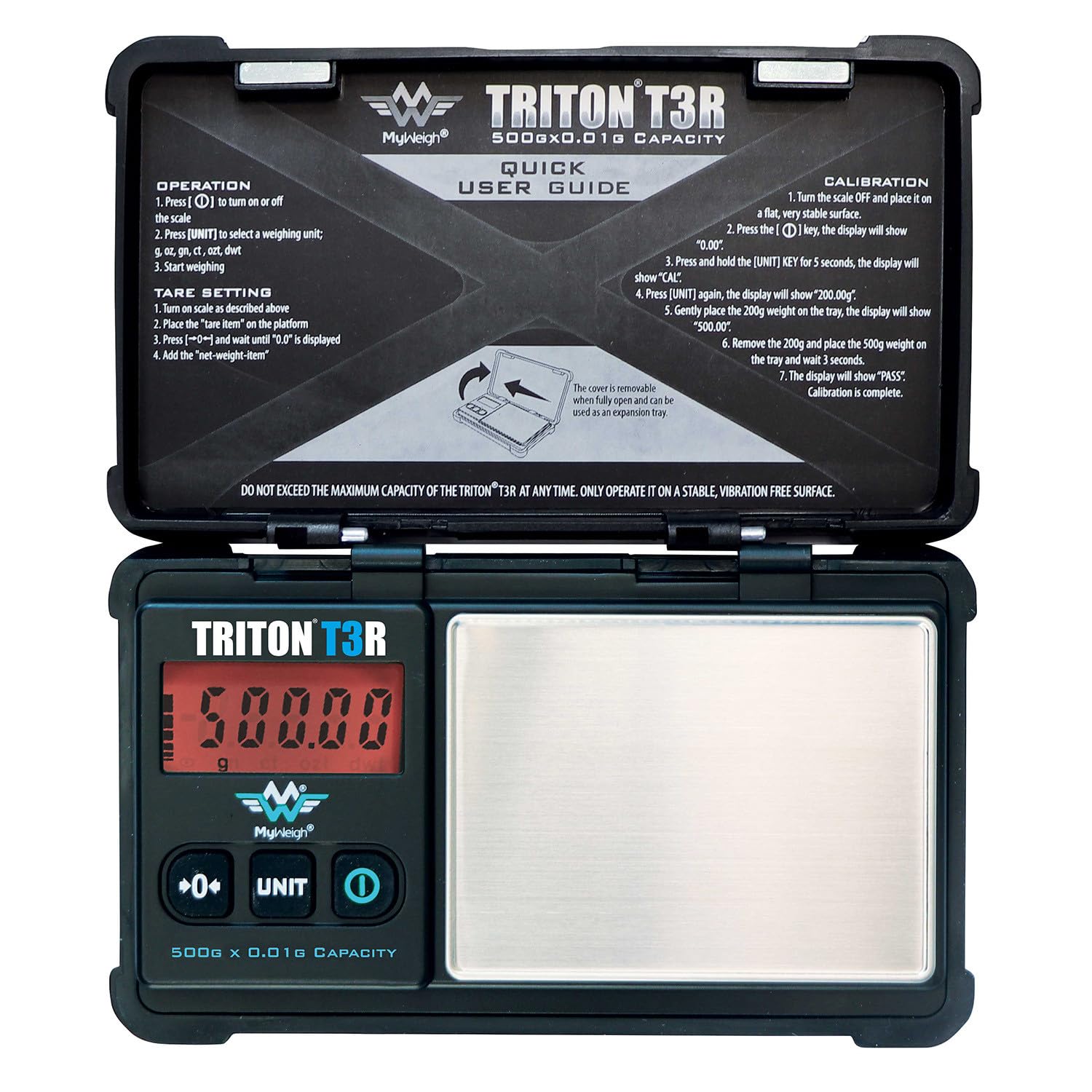 My Weigh Triton T3R 500 rechargeable battery enables long sessions away from outlets.