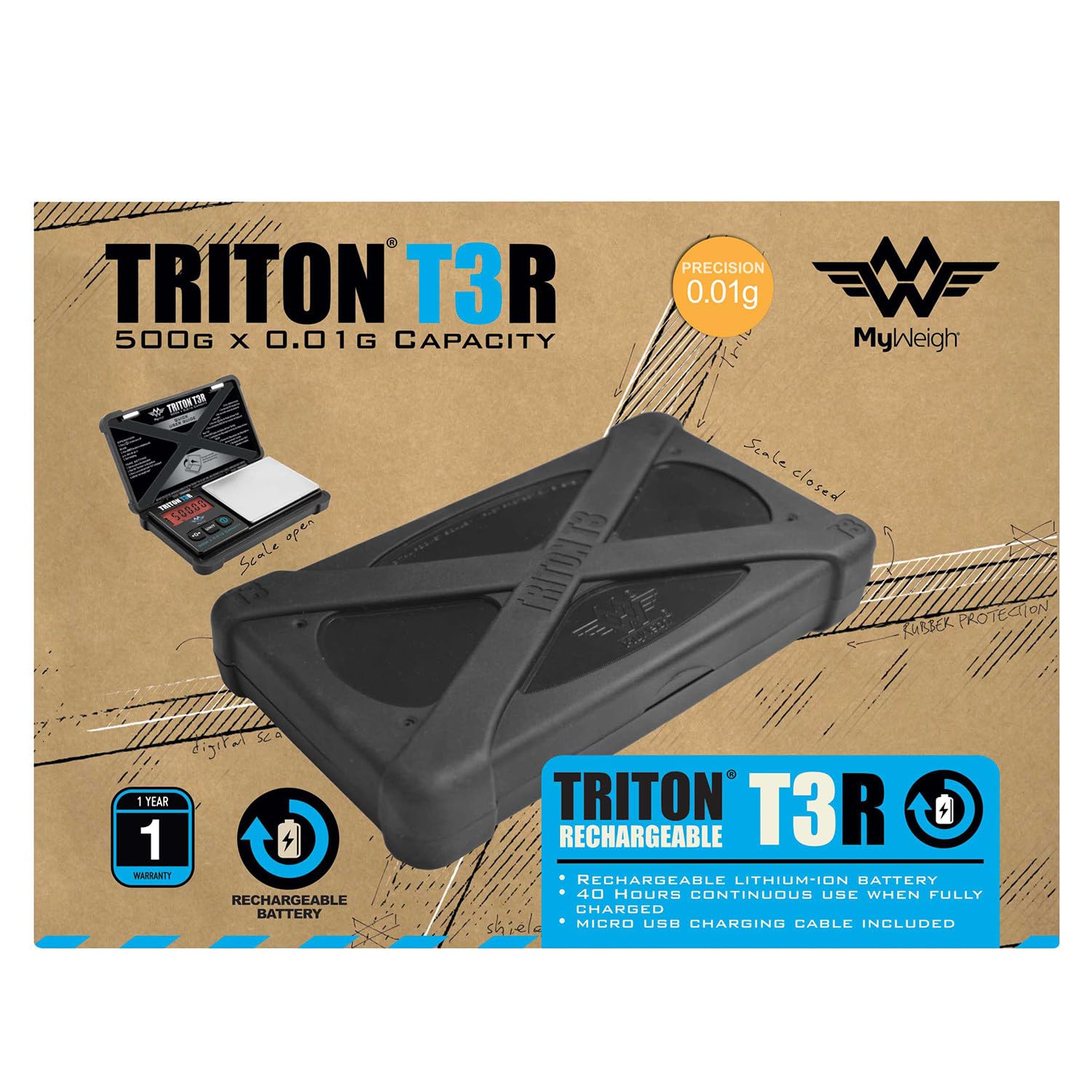 My Weigh Triton T3R 500 tough design with non-slip grip for reliable handling.