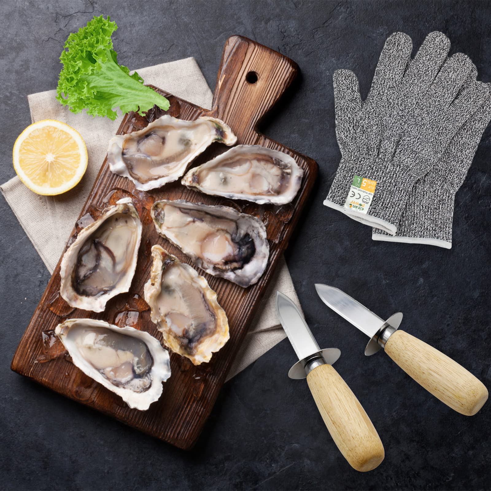 MYBMHTNB oyster shucking kit ideal for home seafood parties and gatherings.