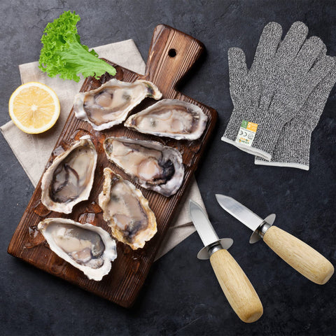 MYBMHTNB oyster shucking kit ideal for home seafood parties and gatherings.