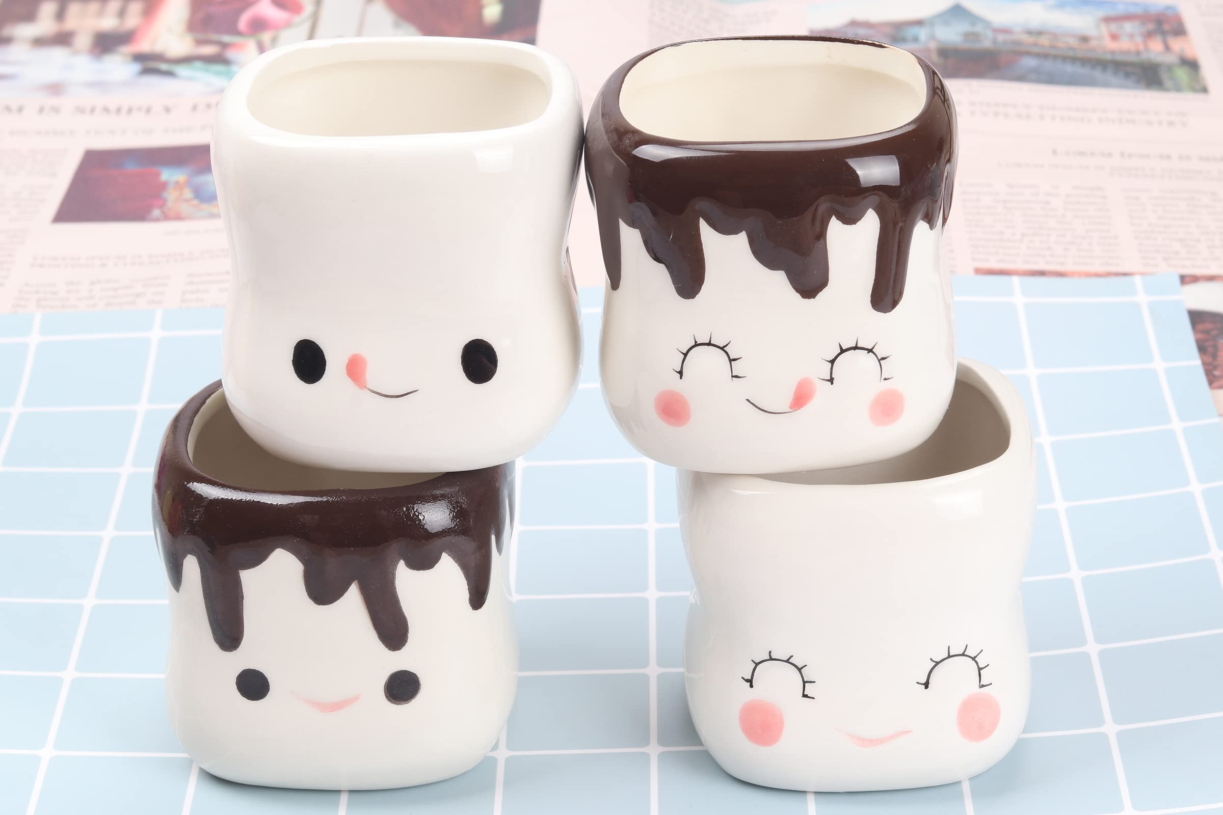 Cute home décor with Mycts mugs displayed on a shelf.