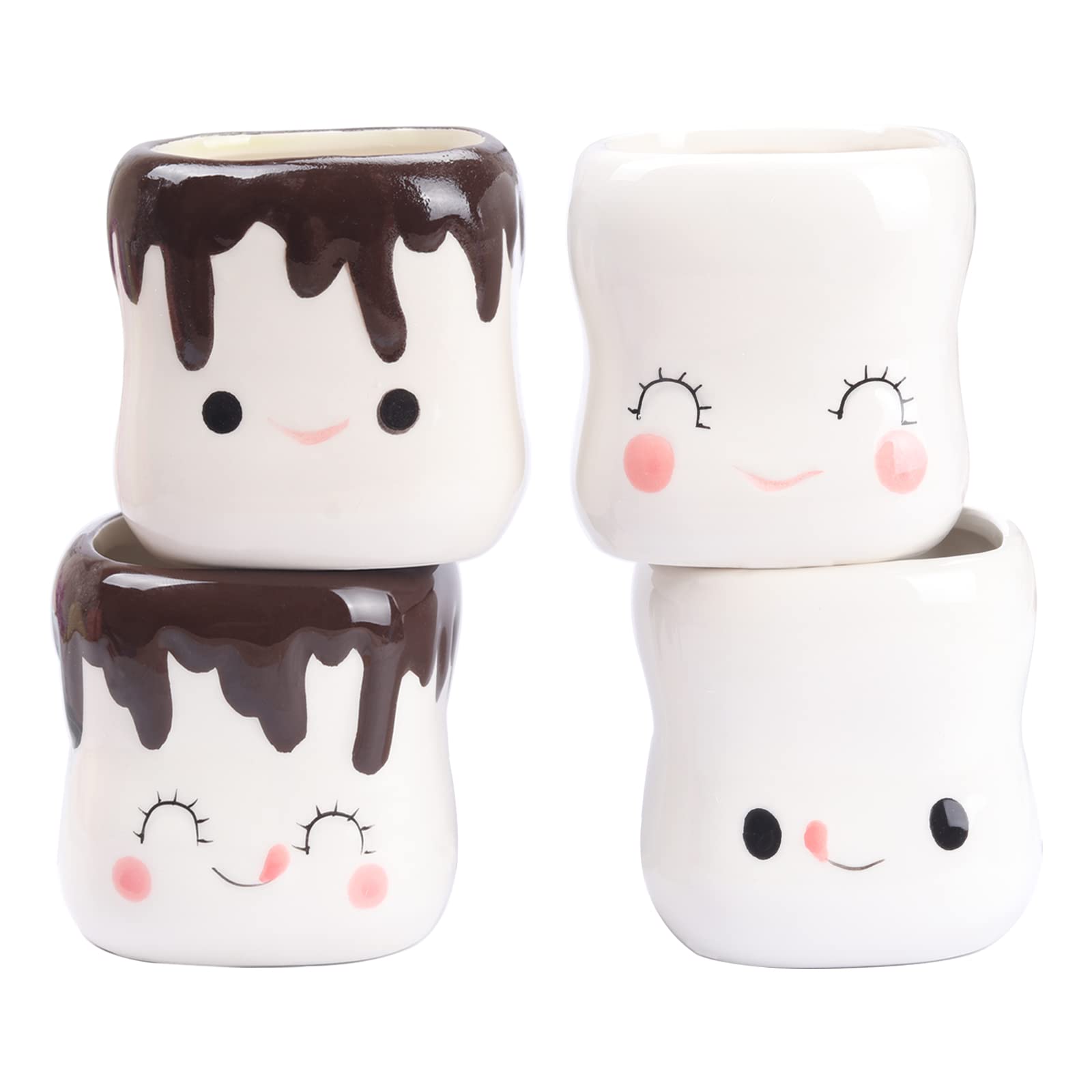 Mycts Marshmallow Mugs set of four with smiling faces for cozy moments.