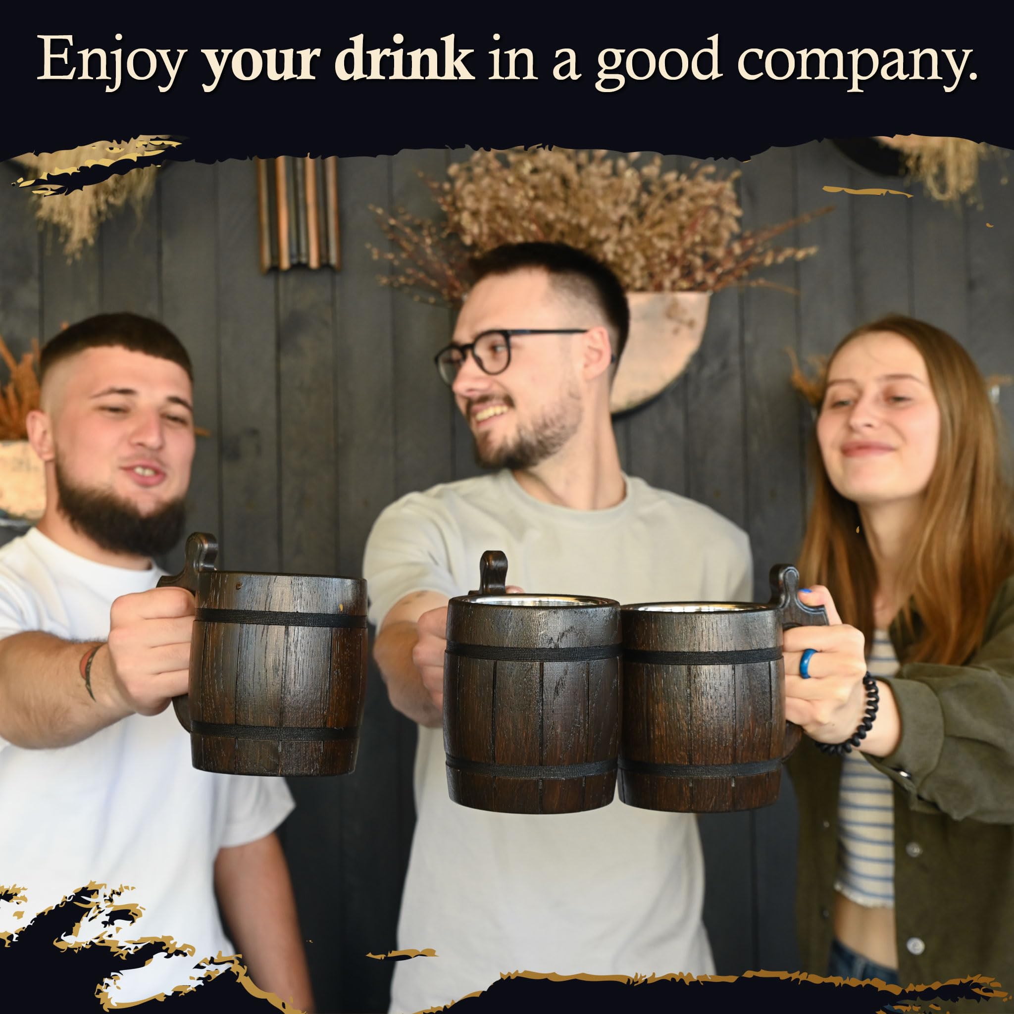 MyFancyCraft beer mug barrel brown finish adds rustic elegance