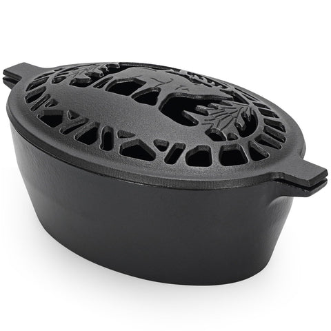 MYFIREPLACEDIRECT wood stove steamer with deer pattern lid for decorative humidity on cold nights.