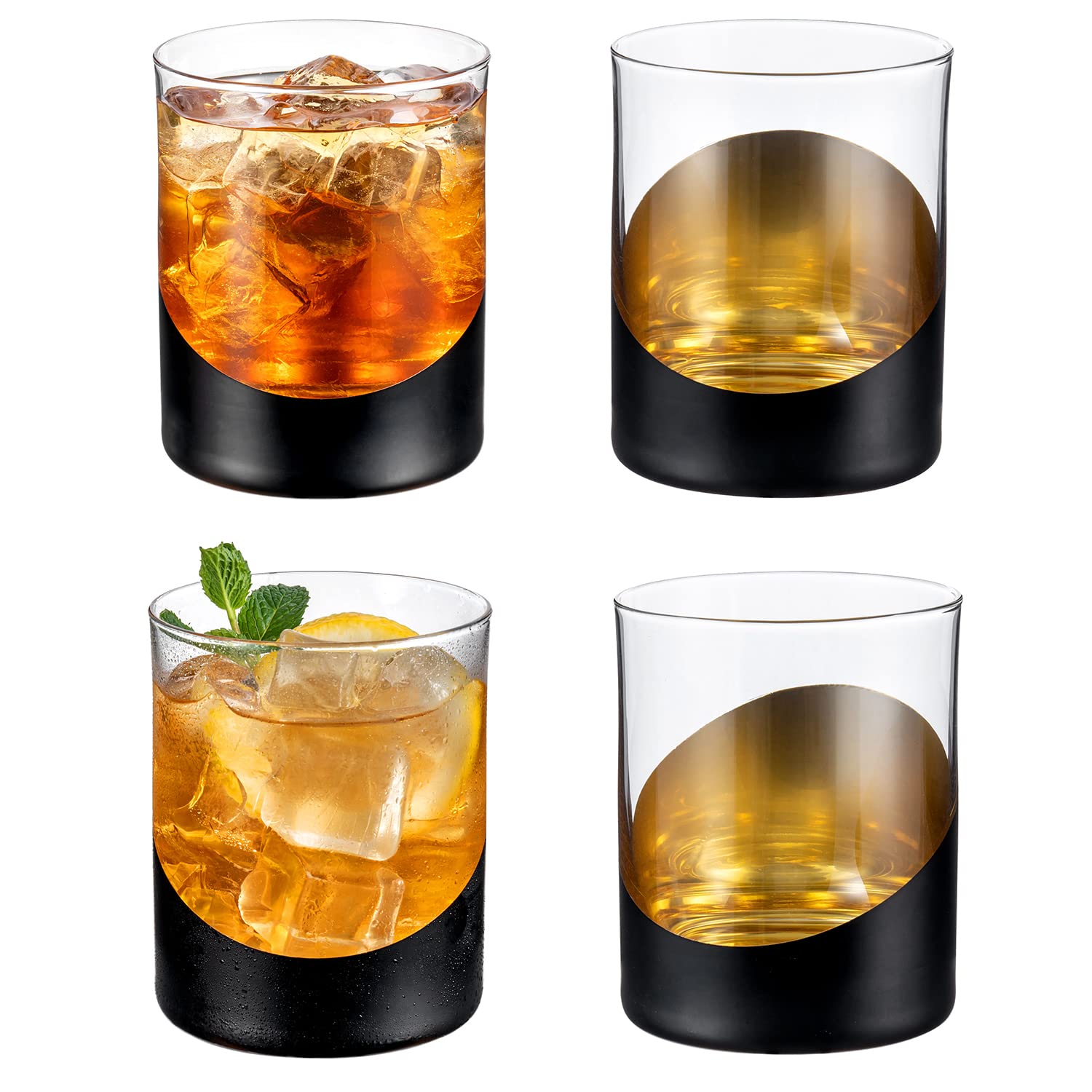 MyGift 12 oz matte black exterior with gold interior, ideal for elegant cocktails.