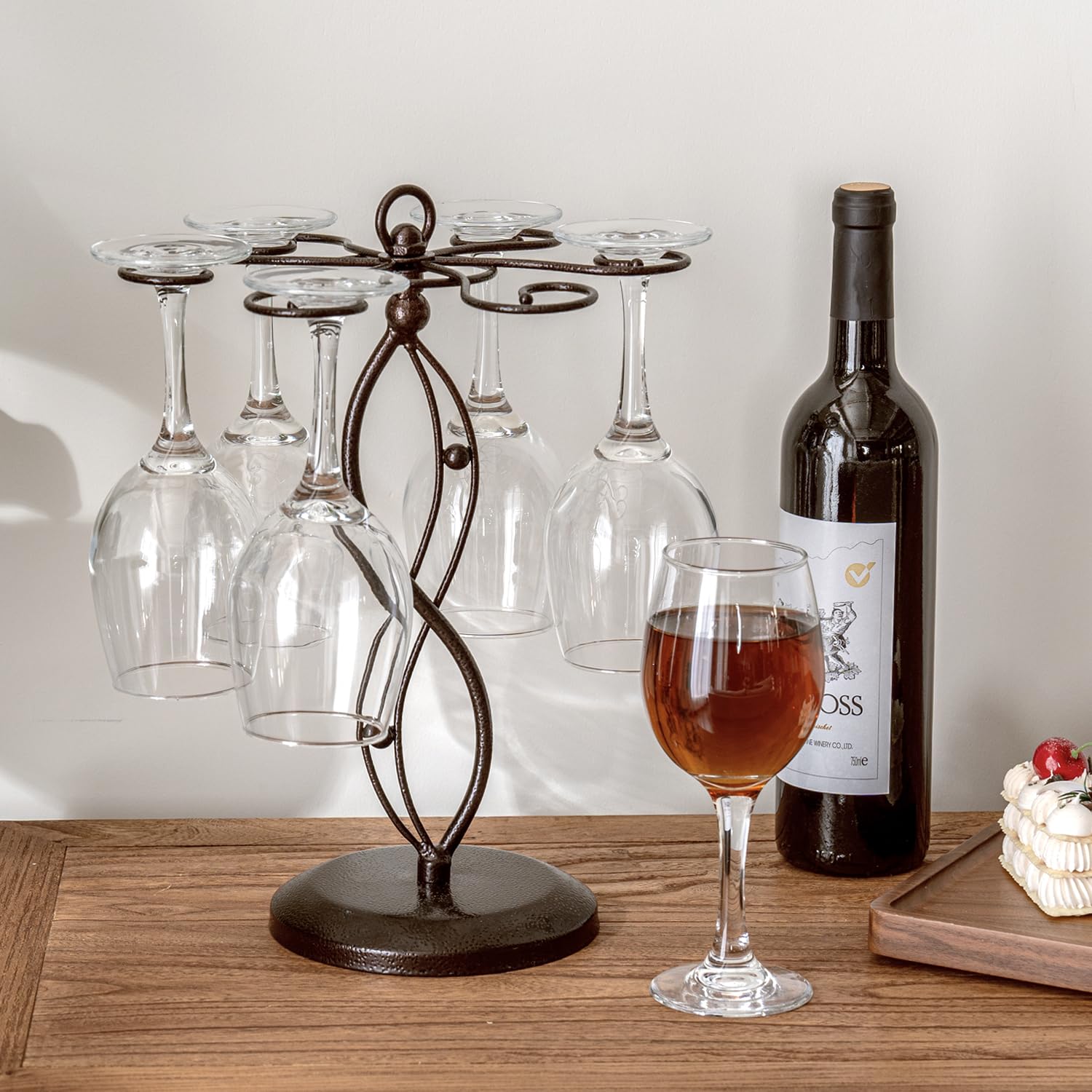 MyGift bronze metal wine holder suitable for kitchen or bar setups