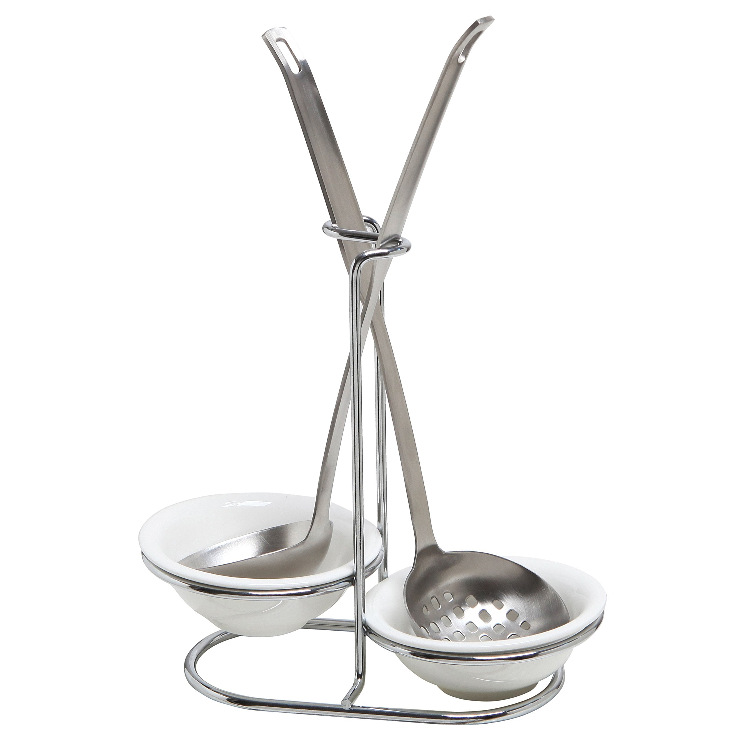 MyGift ceramic bowls provide ample utensil storage for cooking prep.