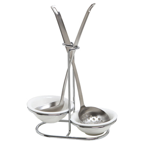 MyGift ceramic bowls provide ample utensil storage for cooking prep.